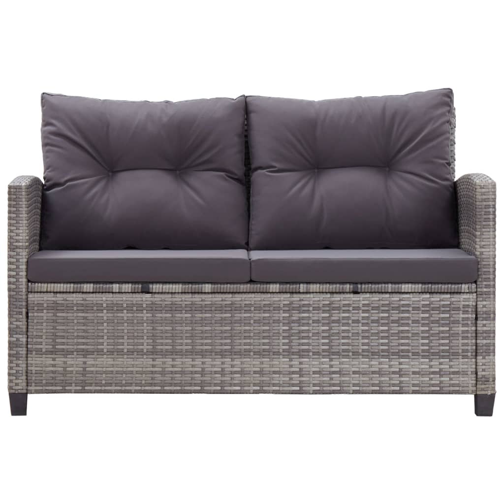3-Delige Tuinset Met Kussens Poly Rattan Grijs