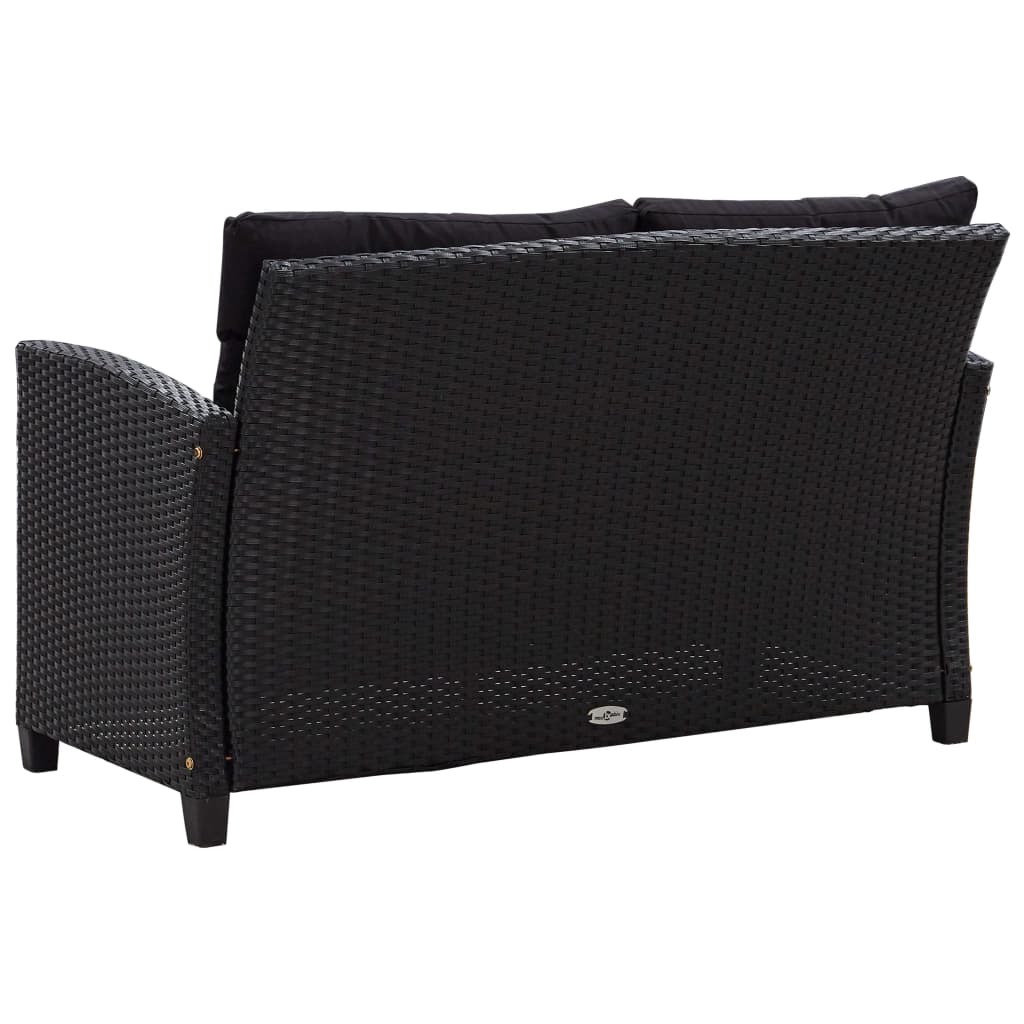 3-Delige Tuinset Met Kussens Poly Rattan Zwart
