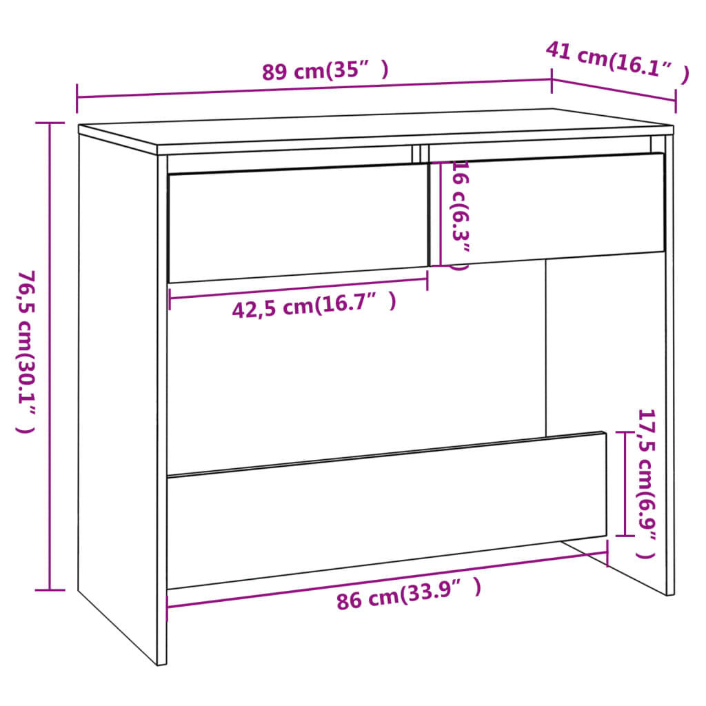 Wandtafel 89X41X76,5 Cm Staal Gerook Eikenkleurig