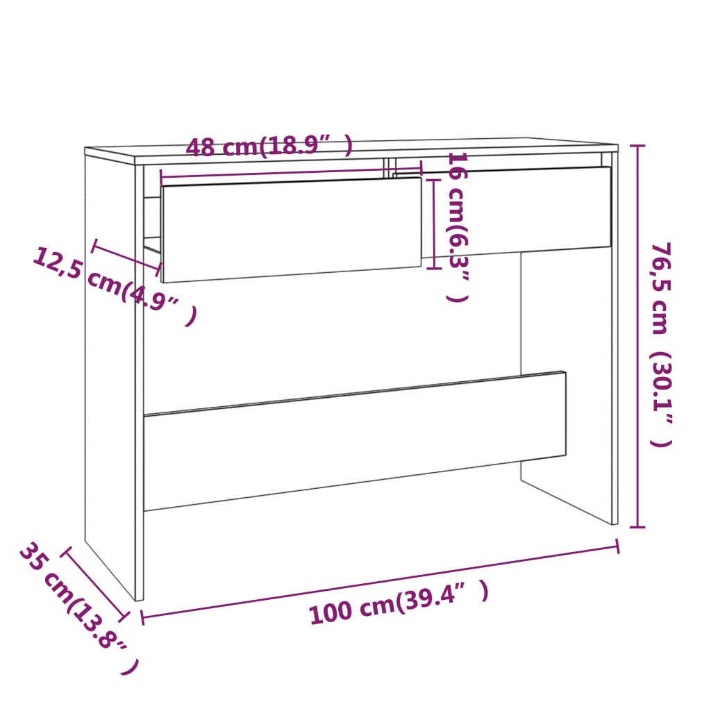 Wandtafel 100X35X76,5 Cm Spaanplaat Grijs Sonoma Eikenkleurig