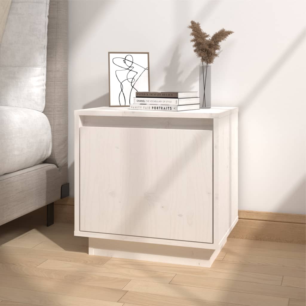 Nachtkastjes 2 St 40X30X40 Cm Massief Grenenhout Wit
