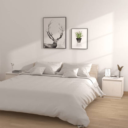 Nachtkastjes 2 St 40X30X40 Cm Massief Grenenhout Wit