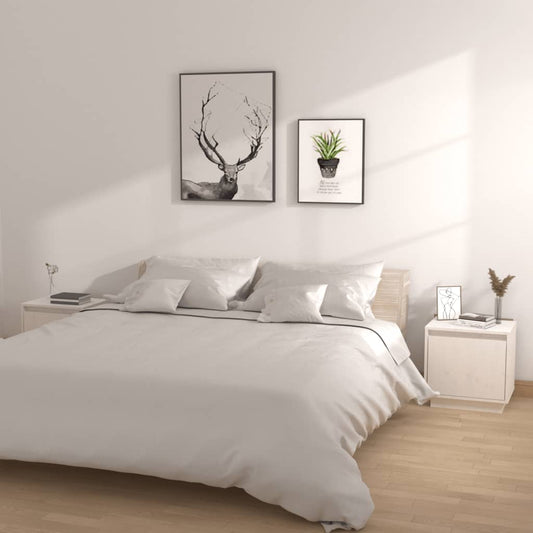 Nachtkastjes 2 St 40X30X40 Cm Massief Grenenhout Wit