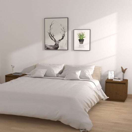 Nachtkastjes 2 St 40X30X40 Cm Massief Grenenhout Honingbruin