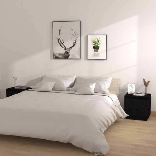 Nachtkastjes 2 St 40X30X40 Cm Massief Grenenhout Zwart