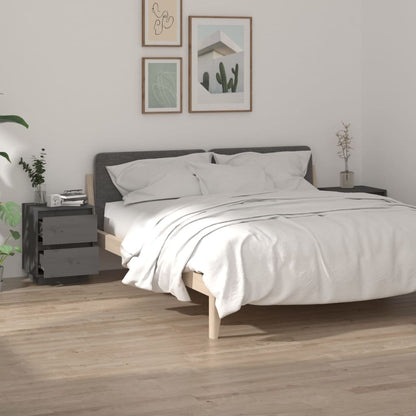 Nachtkastjes 2 St 40X35X50 Cm Massief Grenenhout Grijs