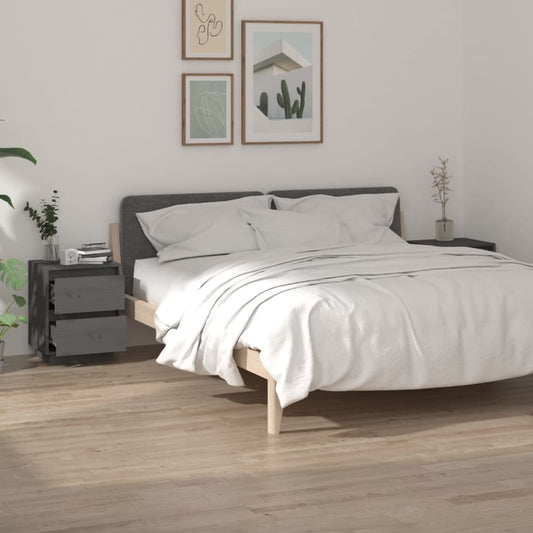 Nachtkastjes 2 St 40X35X50 Cm Massief Grenenhout Grijs