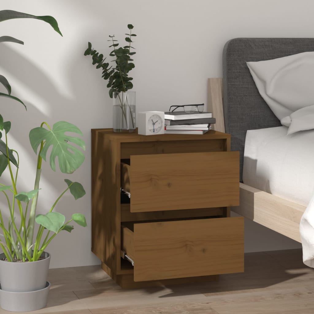 Nachtkastjes 2 St 40X35X50 Cm Massief Grenenhout Honingbruin