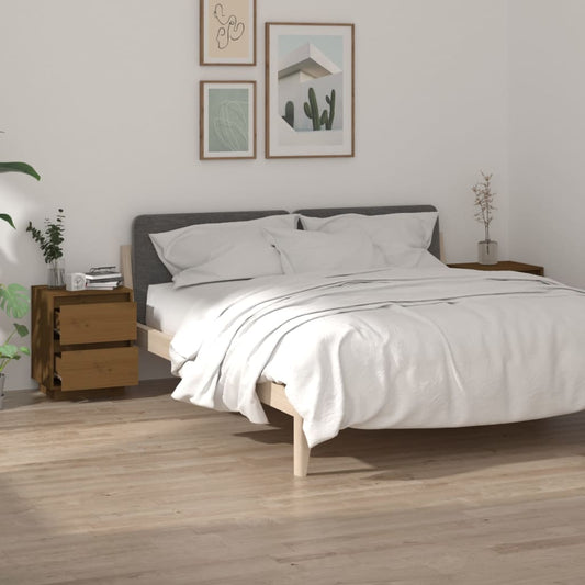 Nachtkastjes 2 St 40X35X50 Cm Massief Grenenhout Honingbruin