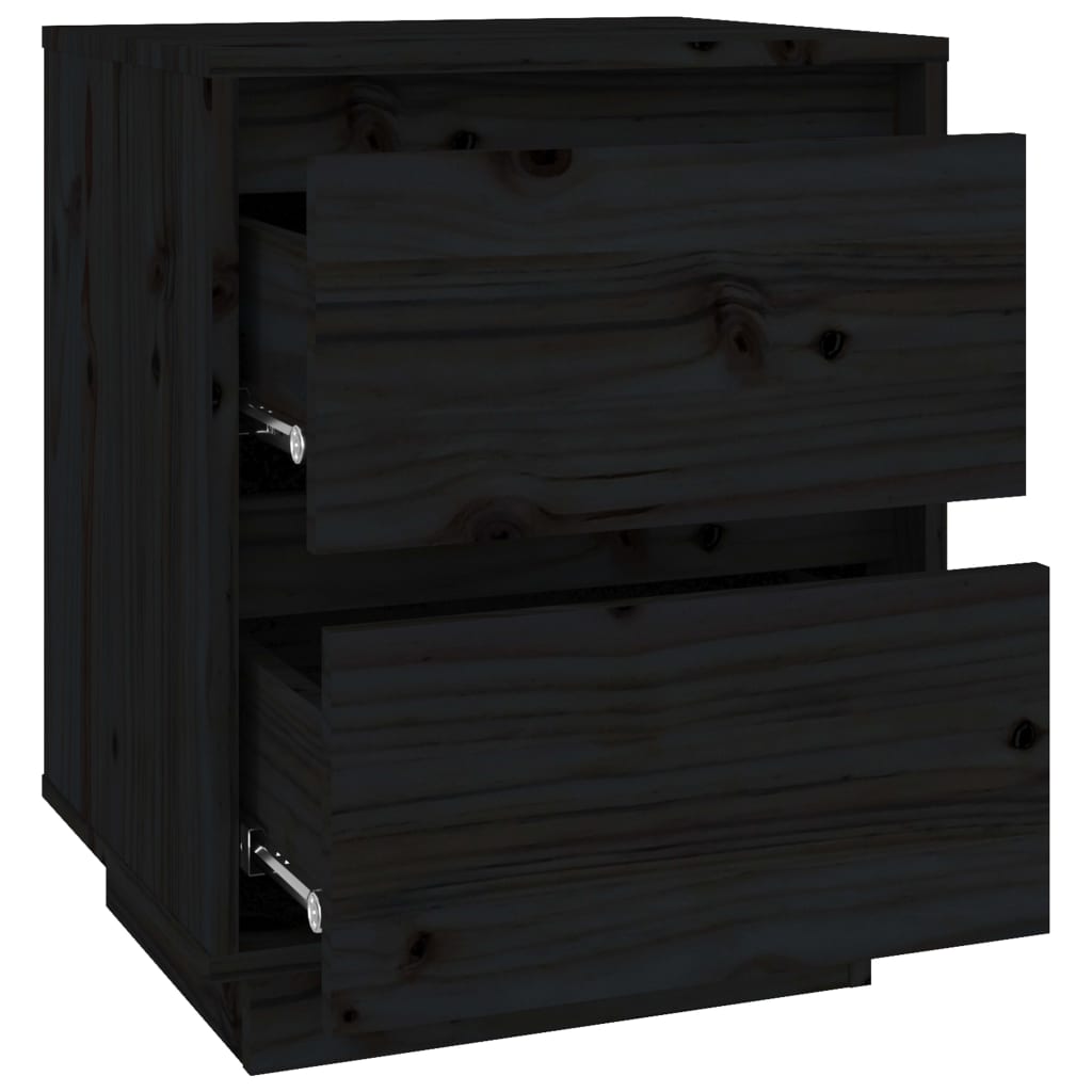 Nachtkastjes 2 St 40X35X50 Cm Massief Grenenhout Zwart