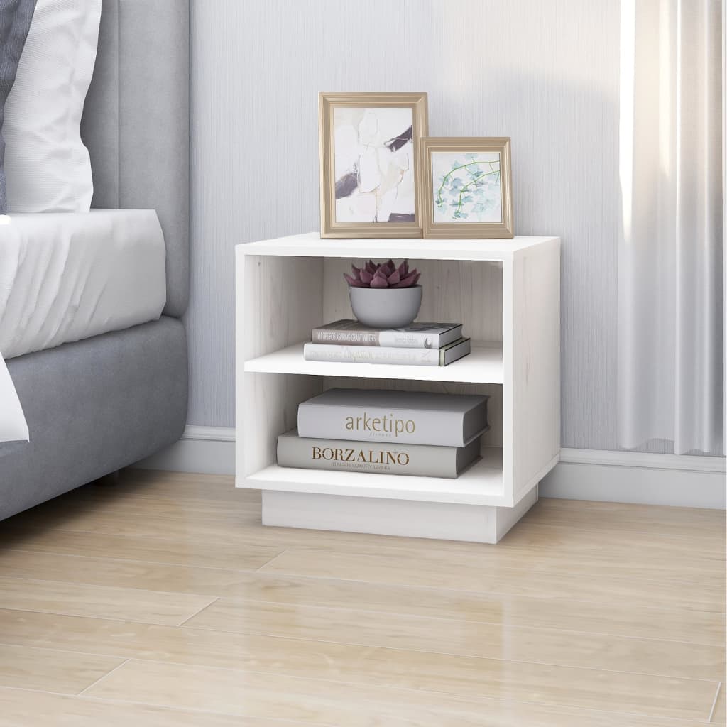 Nachtkastjes 2 St 40X34X40 Cm Massief Grenenhout Wit