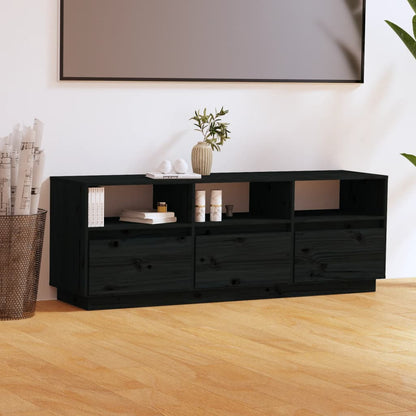 Tv-Meubel 140X37X50 Cm Massief Grenenhout Zwart