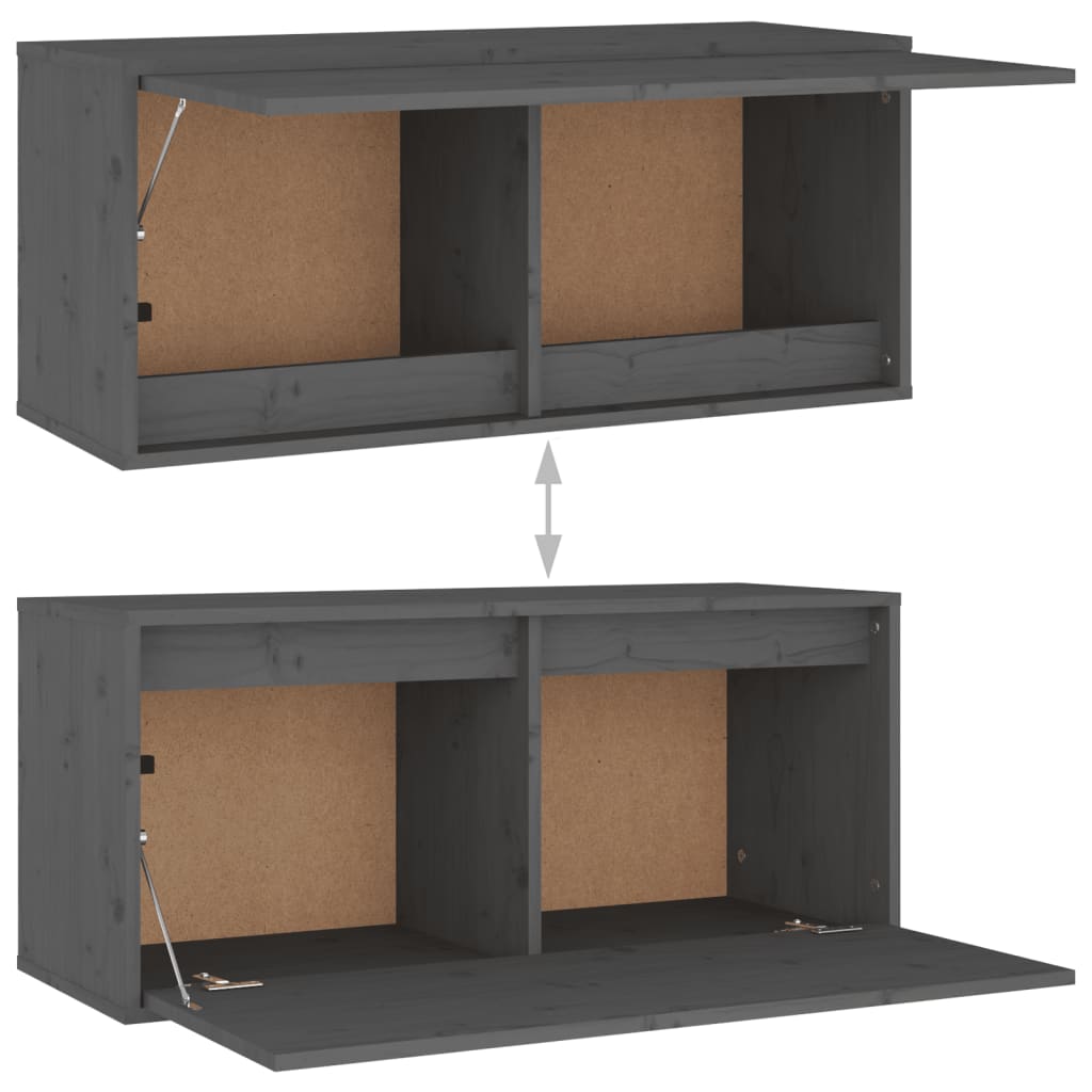 Wandkast 80X30X35 Cm Massief Grenenhout Grijs