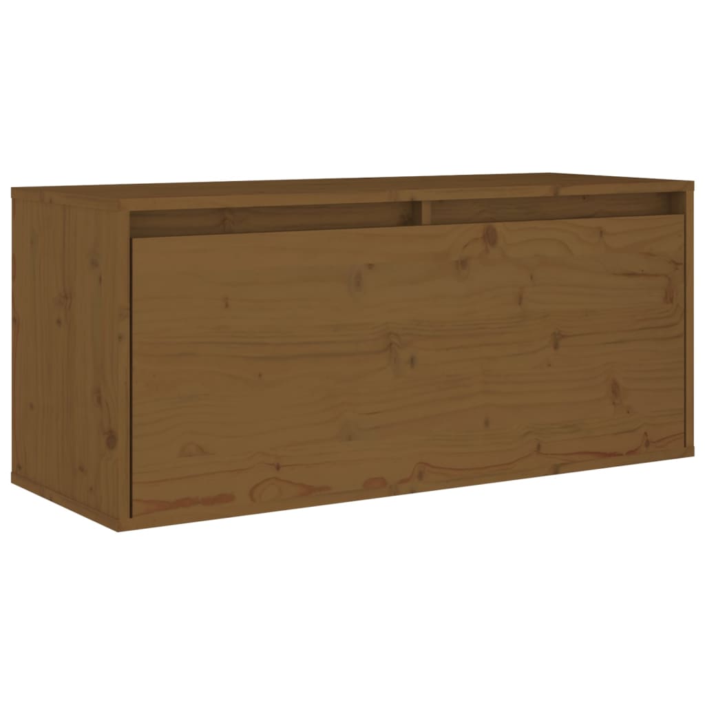 Wandkast 80X30X35 Cm Massief Grenenhout Honingbruin