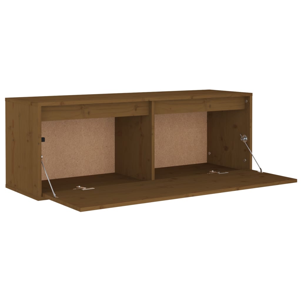 Wandkast 100X30X35 Cm Massief Grenenhout Honingbruin