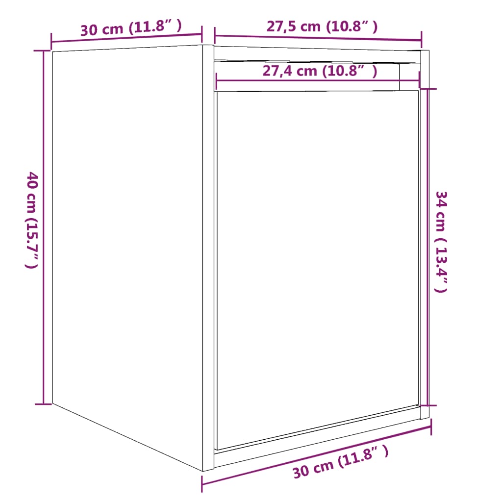 Wandkast 30X30X40 Cm Massief Grenenhout Grijs