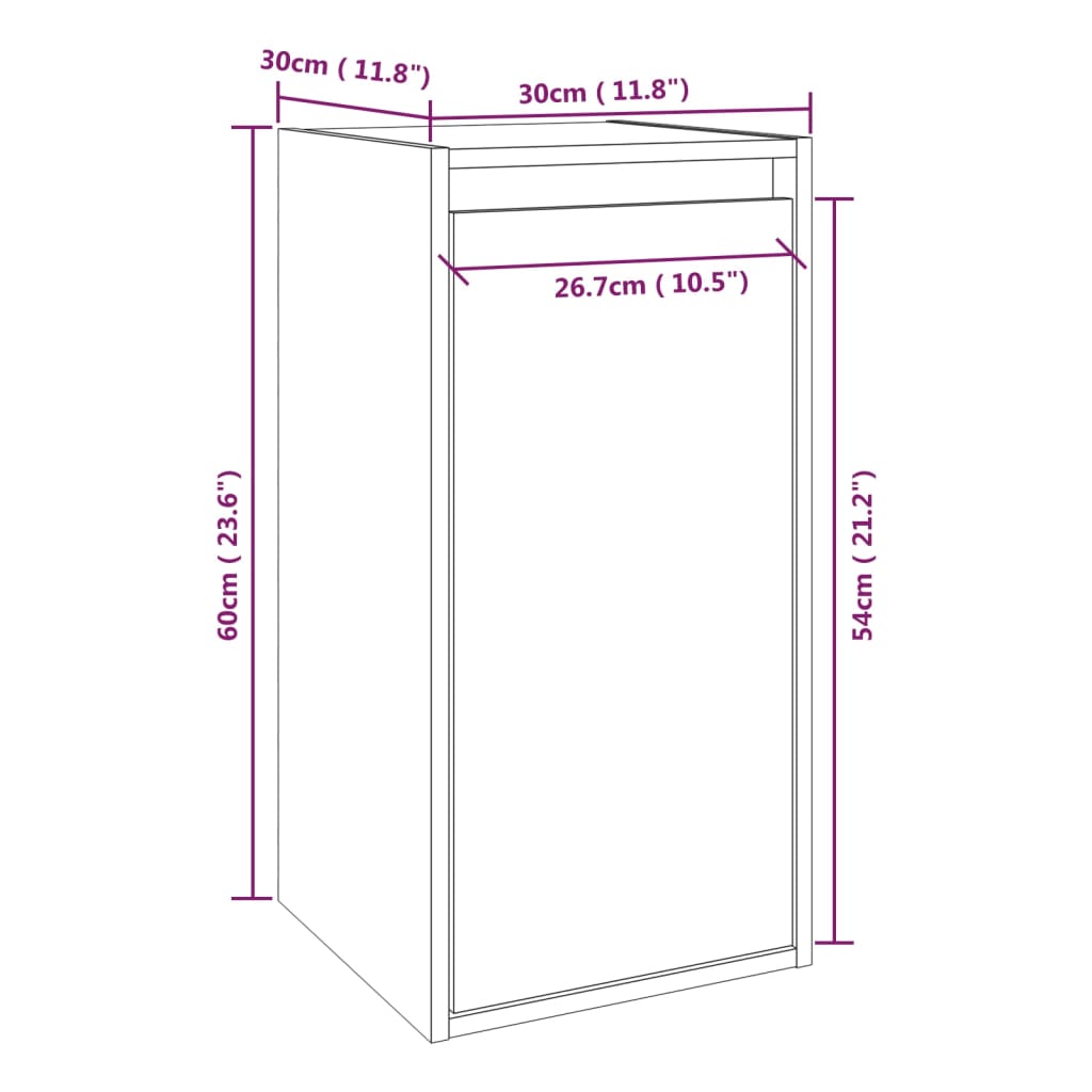 Wandkasten 2 St 30X30X60 Cm Massief Grenenhout Honingbruin