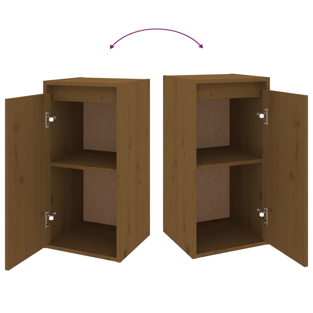 Wandkasten 2 St 30X30X60 Cm Massief Grenenhout Honingbruin