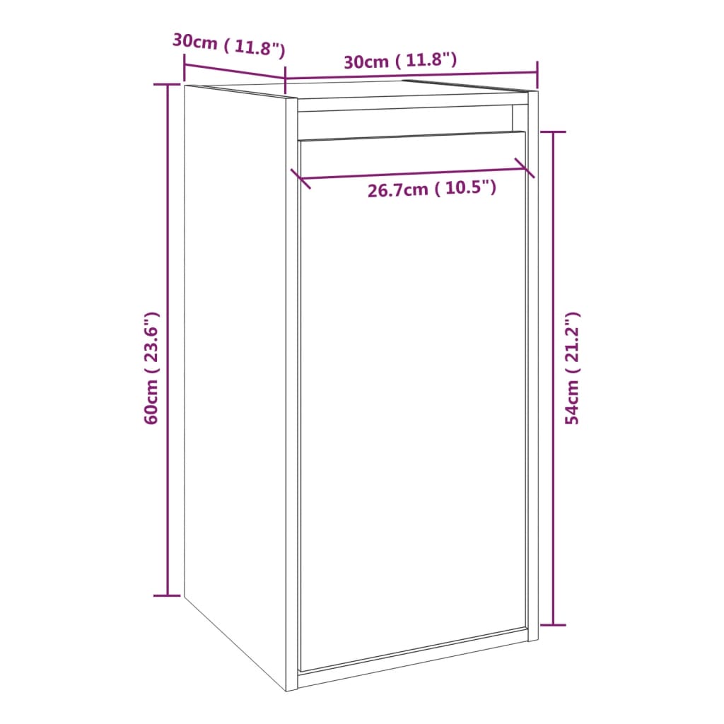 Wandkasten 2 St 30X30X60 Cm Massief Grenenhout Zwart