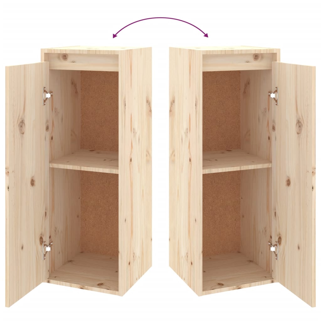 Wandkasten 2 St 30X30X80 Cm Massief Grenenhout