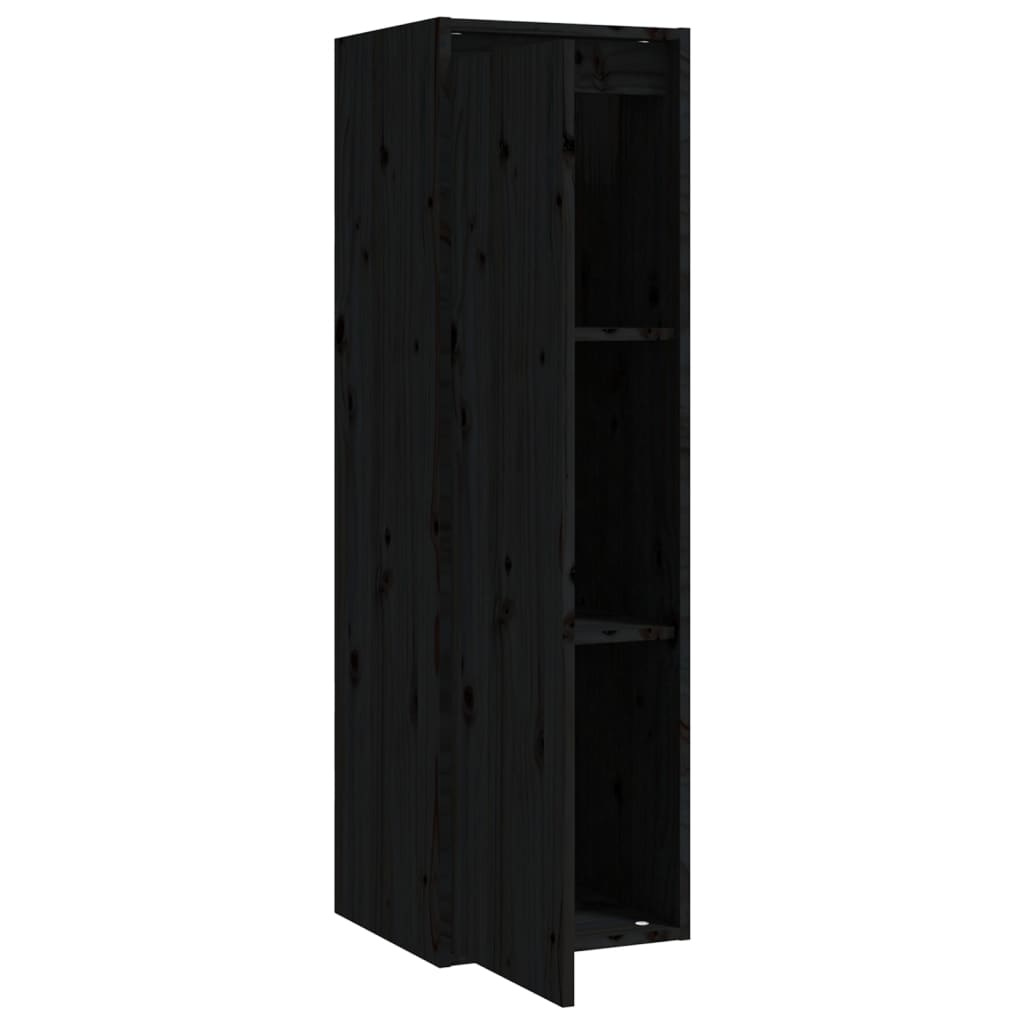 Wandkast 30X30X100 Cm Massief Grenenhout Zwart