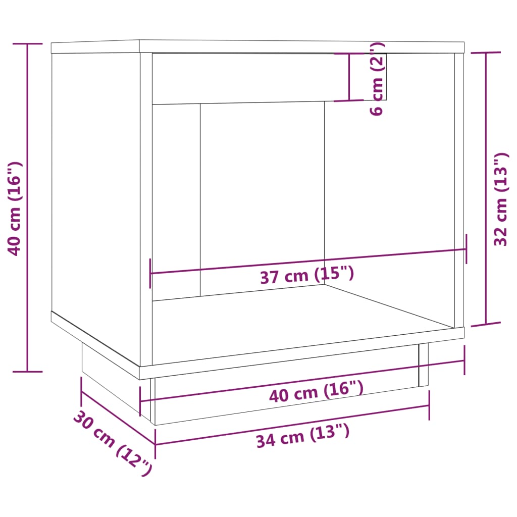 Nachtkastjes 2 St 40X30X40 Cm Massief Grenenhout Wit