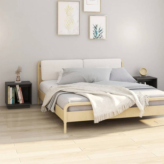Nachtkastjes 2 St 40X30X40 Cm Massief Grenenhout Grijs