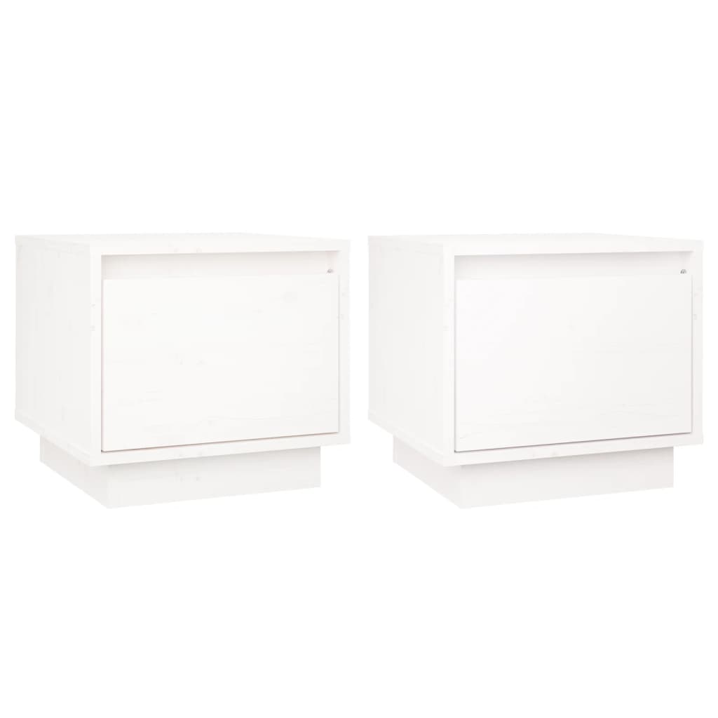 Nachtkastjes 2 St 35X34X32 Cm Massief Grenenhout Wit