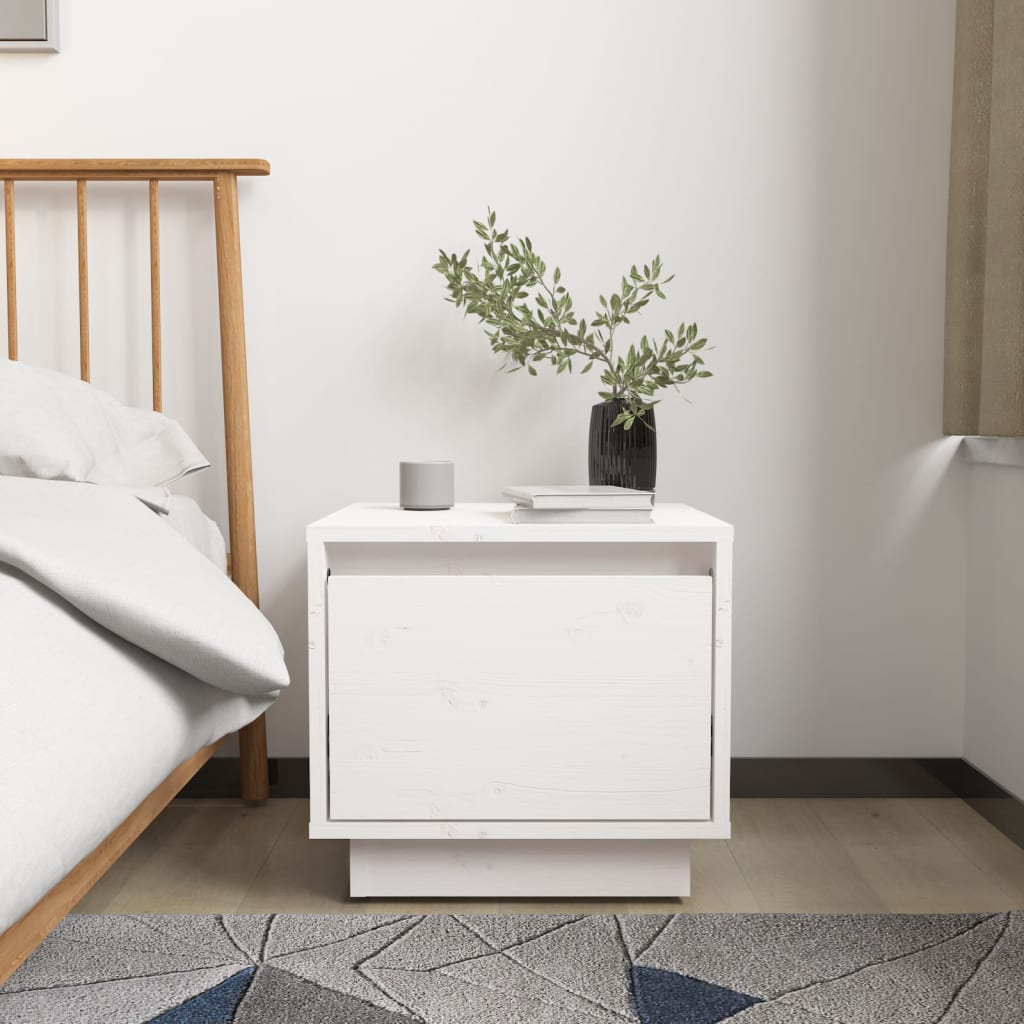 Nachtkastjes 2 St 35X34X32 Cm Massief Grenenhout Wit