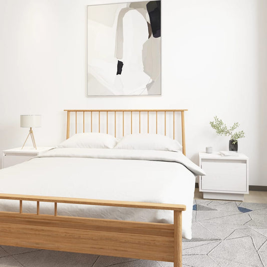 Nachtkastjes 2 St 35X34X32 Cm Massief Grenenhout Wit
