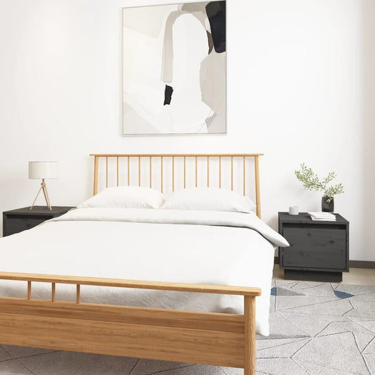 Nachtkastjes 2 St 35X34X32 Cm Massief Grenenhout Grijs