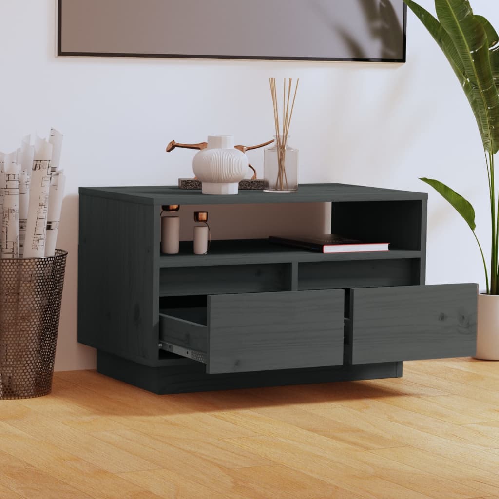 Tv-Meubel 60X35X37 Cm Massief Grenenhout Grijs