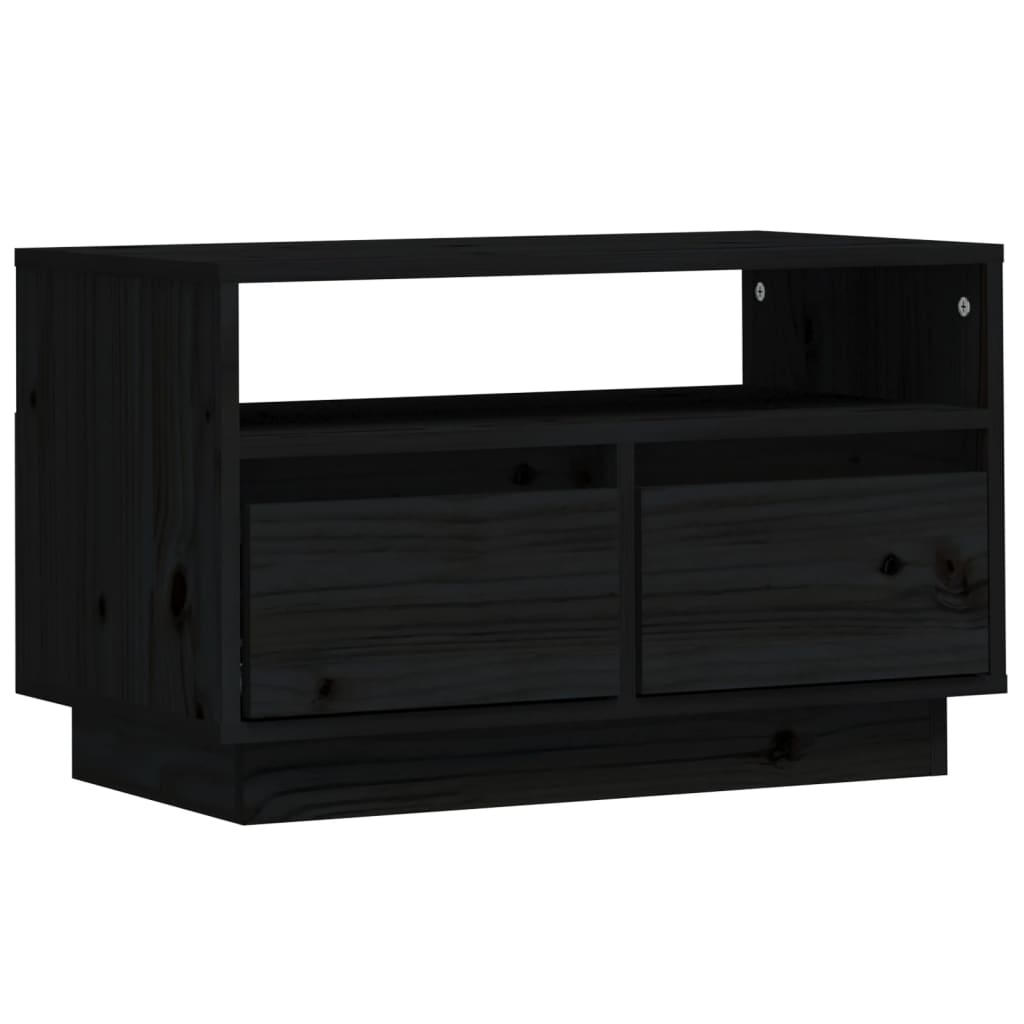 Tv-Meubel 60X35X37 Cm Massief Grenenhout Zwart