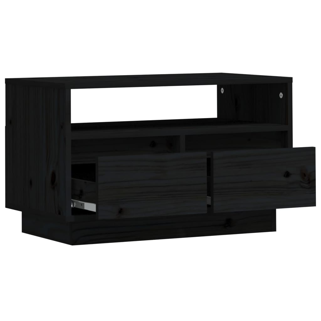 Tv-Meubel 60X35X37 Cm Massief Grenenhout Zwart