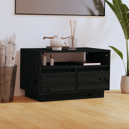 Tv-Meubel 60X35X37 Cm Massief Grenenhout Zwart