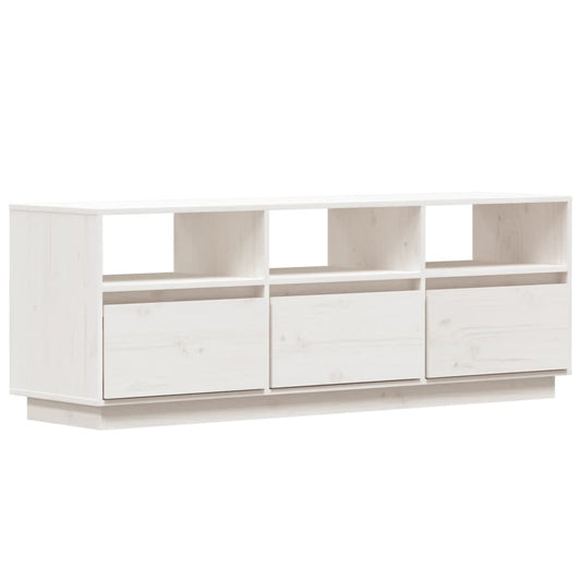 Tv-Meubel 140X37X50 Cm Massief Grenenhout Wit