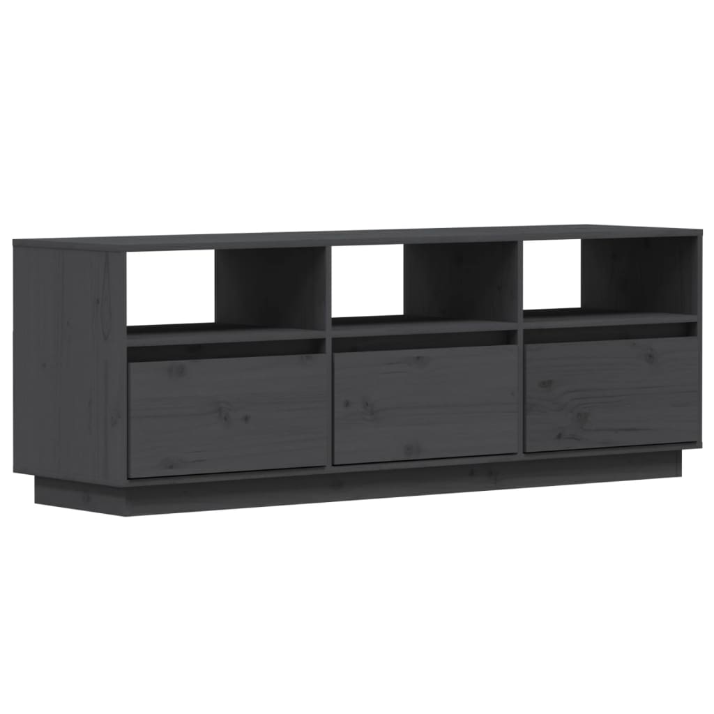 Tv-Meubel 140X37X50 Cm Massief Grenenhout Grijs