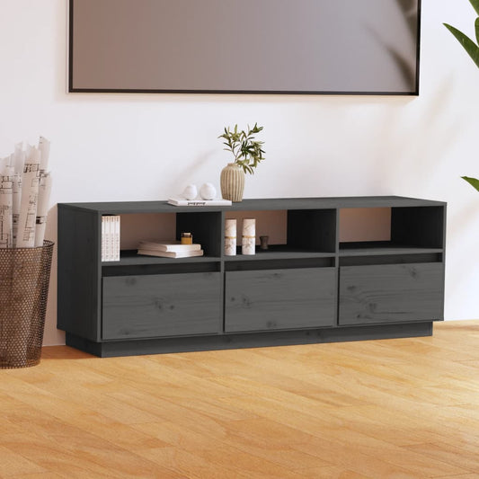 Tv-Meubel 140X37X50 Cm Massief Grenenhout Grijs