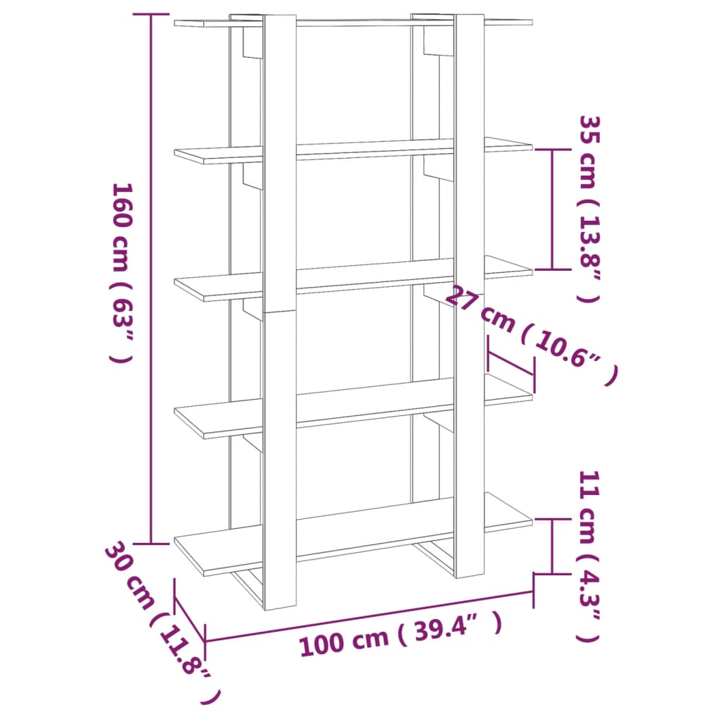 Boekenkast/Kamerscherm 100X30X160 Cm Wit