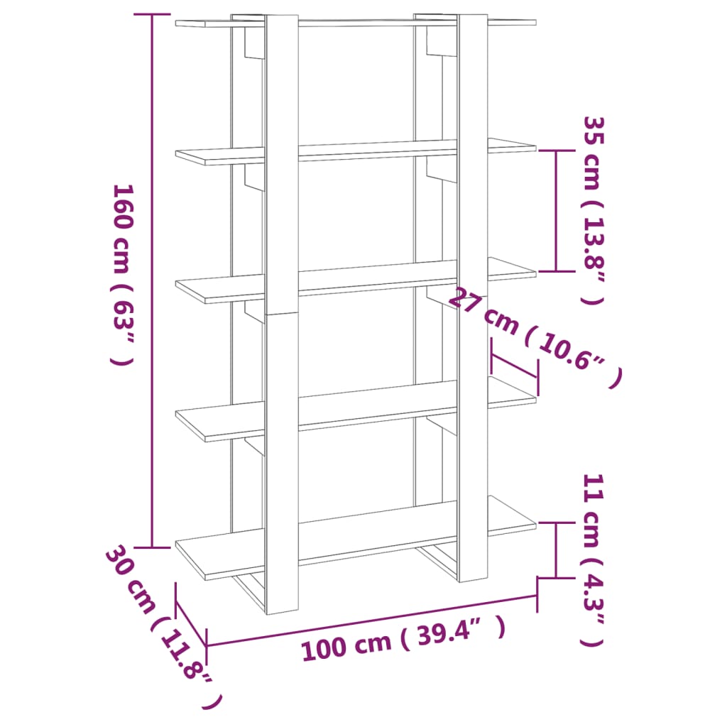 Boekenkast/Kamerscherm 100X30X160 Cm Zwart