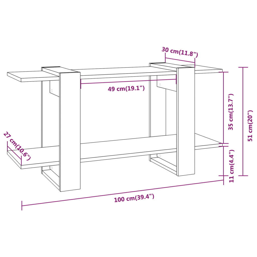Boekenkast 100X30X51 Cm Bewerkt Hout Betongrijs