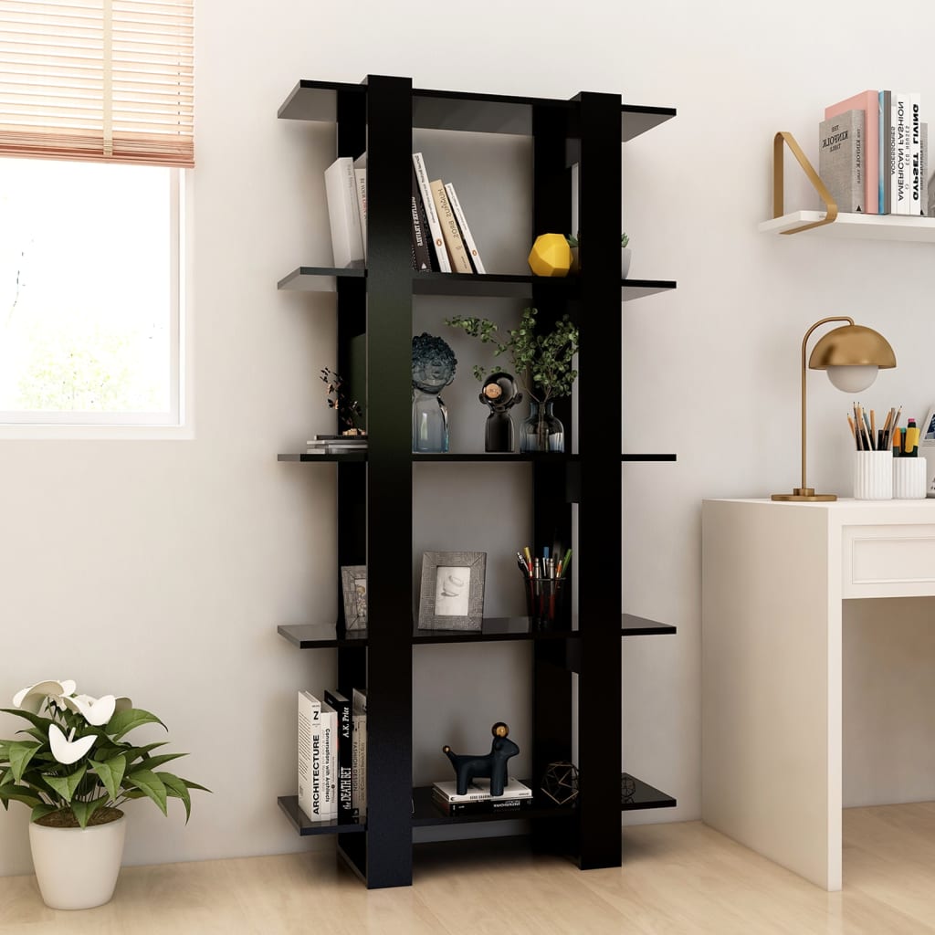 Boekenkast/Kamerscherm 80X30X160 Cm Spaanplaat Zwart