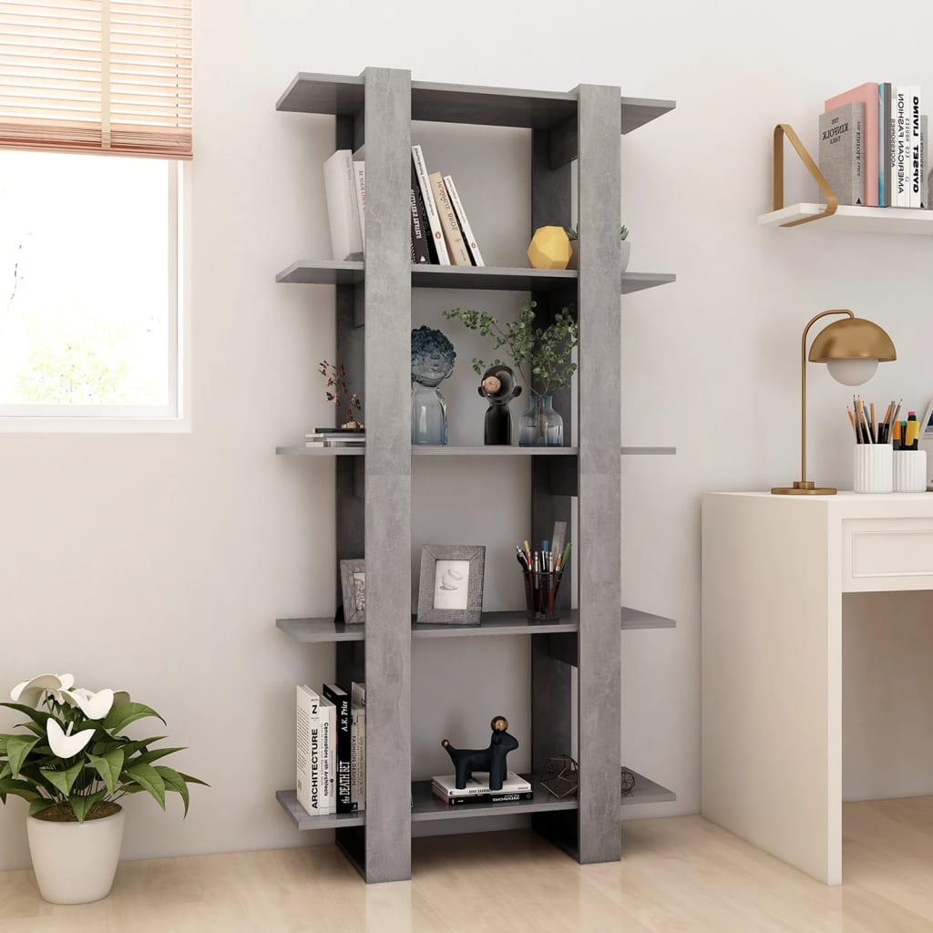 Boekenkast/Kamerscherm 80X30X160 Cm Spaanplaat Betongrijs