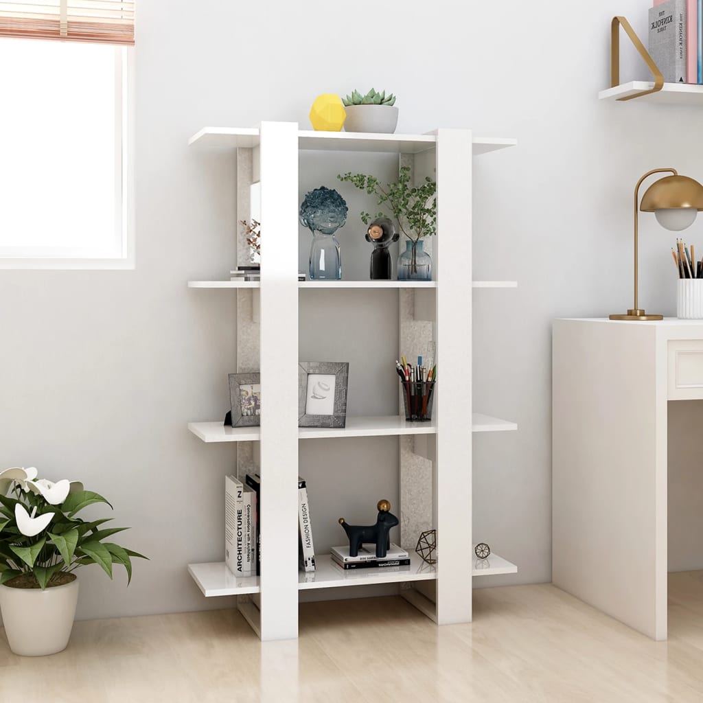 Boekenkast/Kamerscherm 80X30X123,5 Hoogglans Wit