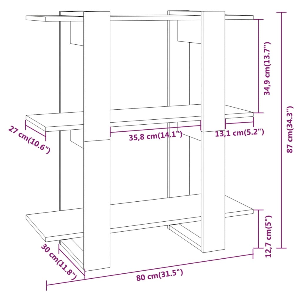 Boekenkast/Kamerscherm 80X30X87 Cm Zwart