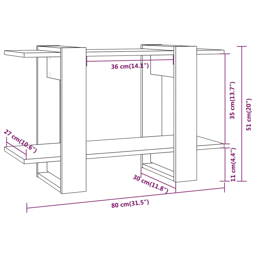 Boekenkast/Kamerscherm 80X30X51 Cm Sonoma Eikenkleurig