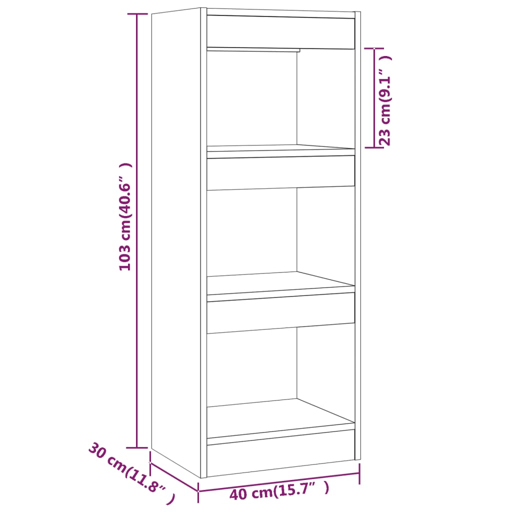 Boekenkast/Kamerscherm 40X30X103 Cm Spaanplaat Hoogglans Wit