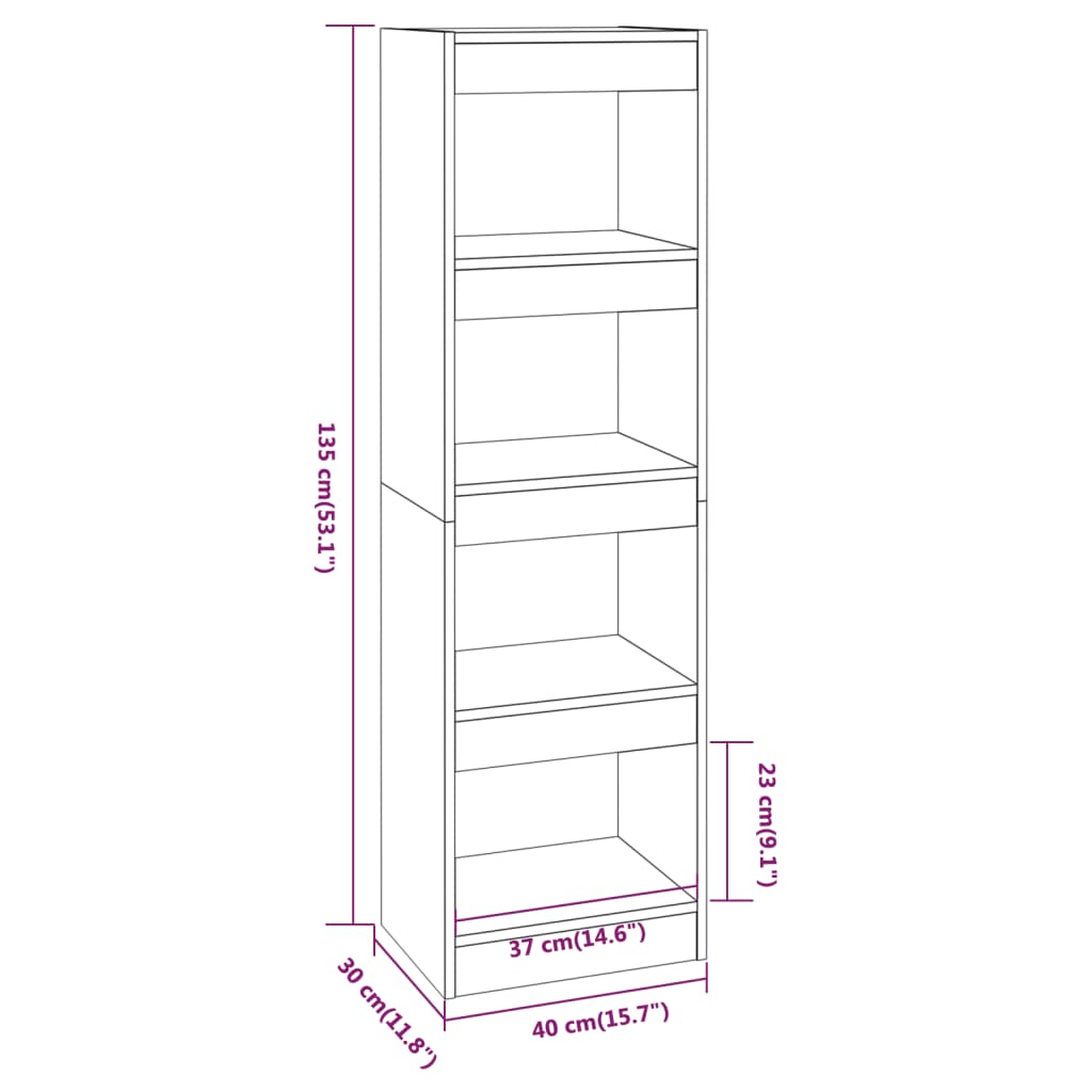 Boekenkast/Kamerscherm 40X30X135 Cm Sonoma Eikenkleurig