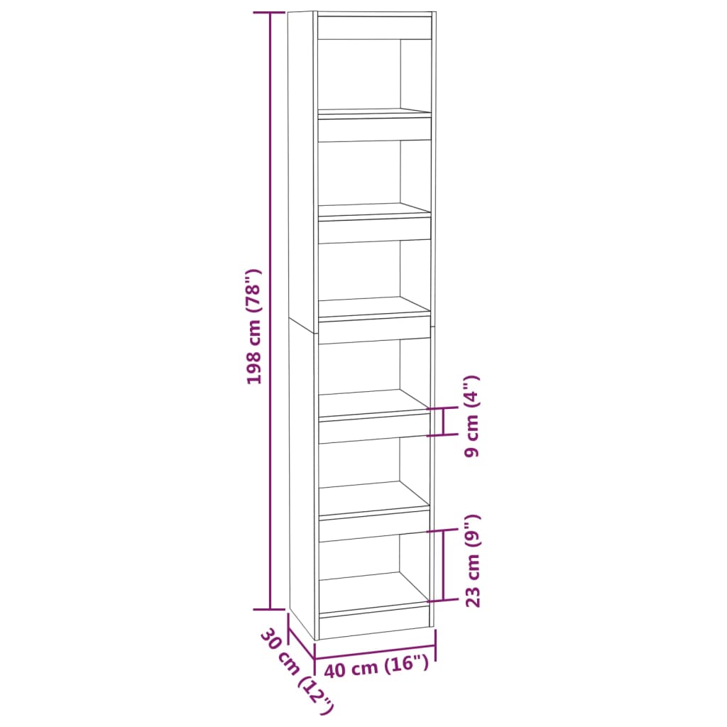Boekenkast/Kamerscherm 40X30X198 Cm Wit