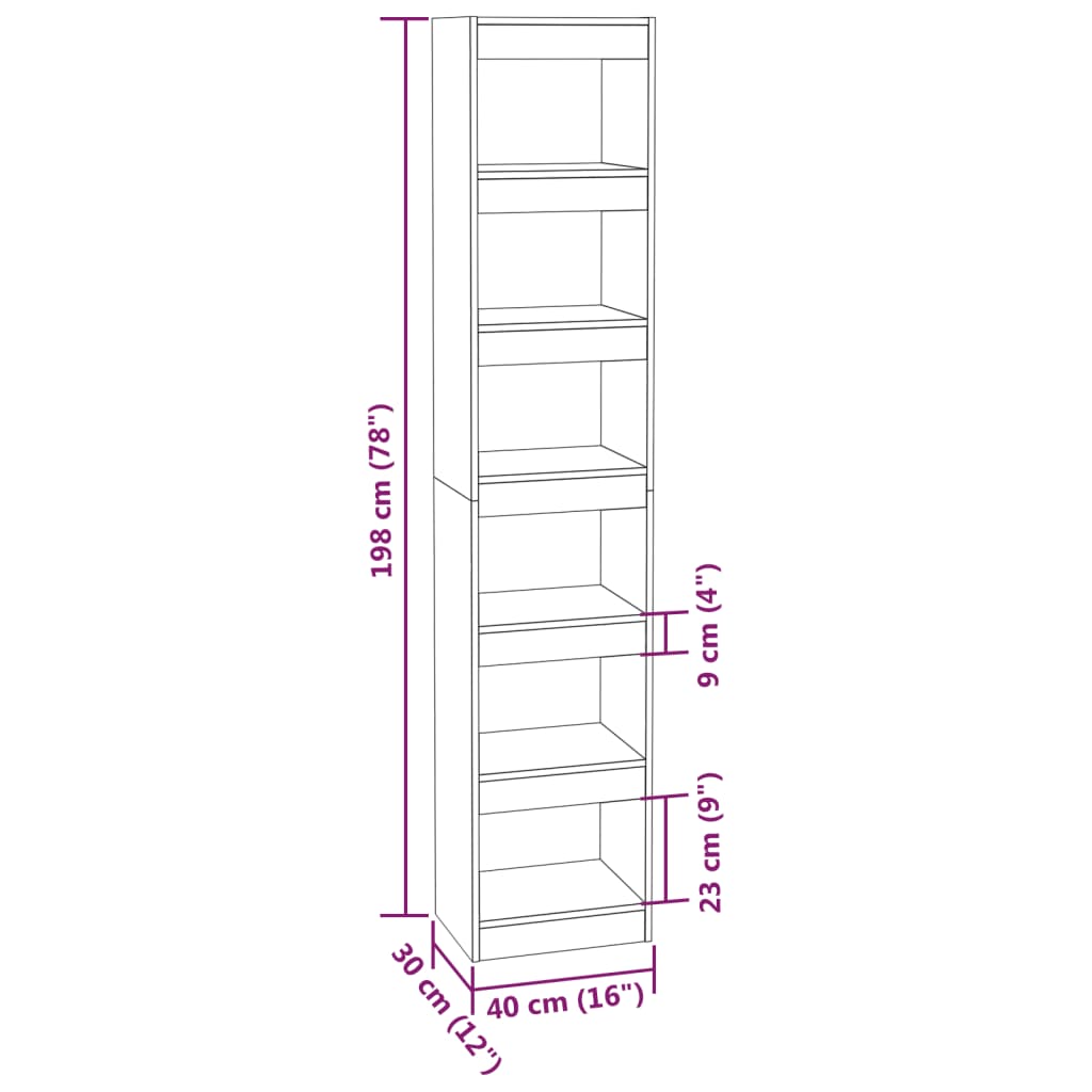 Boekenkast/Kamerscherm 40X30X198 Cm Zwart